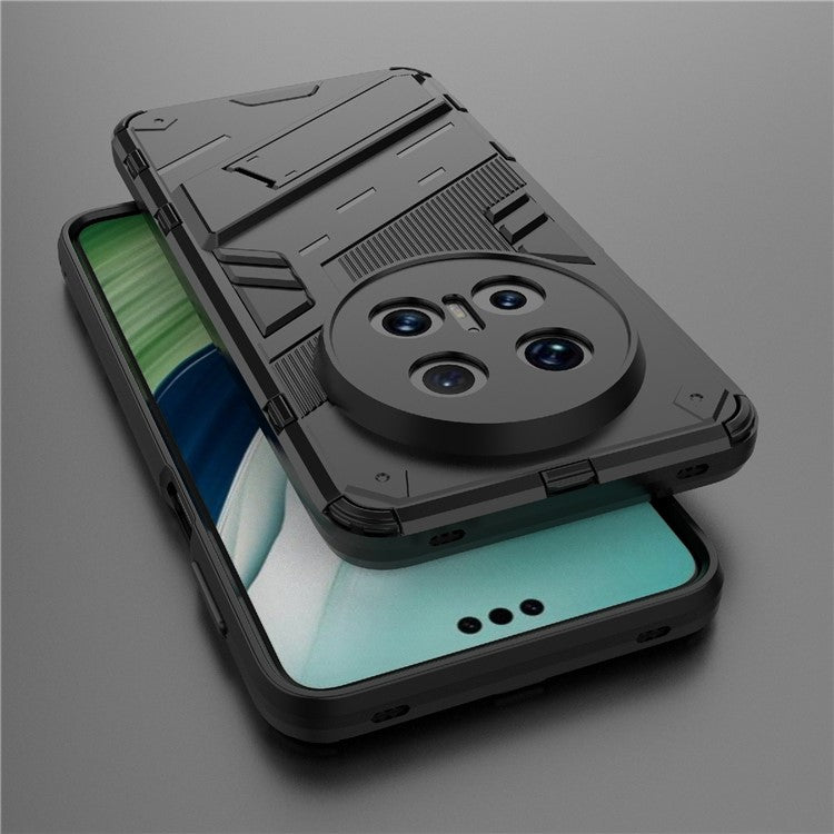 For Huawei Mate 70 Pro+  /  Mate 70 Pro Case PC + TPU Shockproof Phone Cover with Kickstand - Black