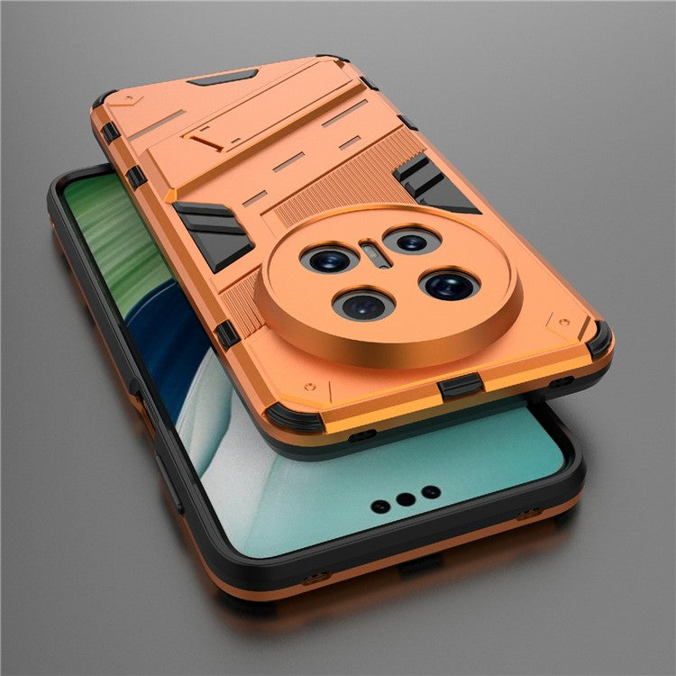 For Huawei Mate 70 Pro+  /  Mate 70 Pro Case PC + TPU Shockproof Phone Cover with Kickstand - Orange
