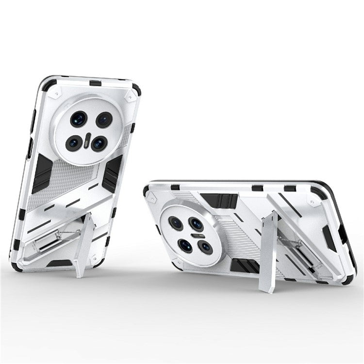 For Huawei Mate 70 Pro+  /  Mate 70 Pro Case PC + TPU Shockproof Phone Cover with Kickstand - White