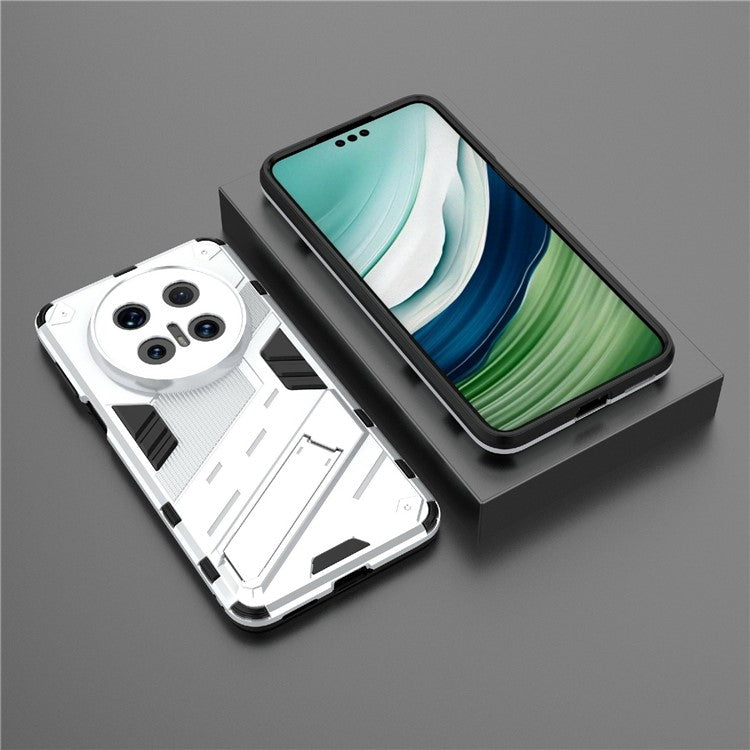 For Huawei Mate 70 Pro+  /  Mate 70 Pro Case PC + TPU Shockproof Phone Cover with Kickstand - White