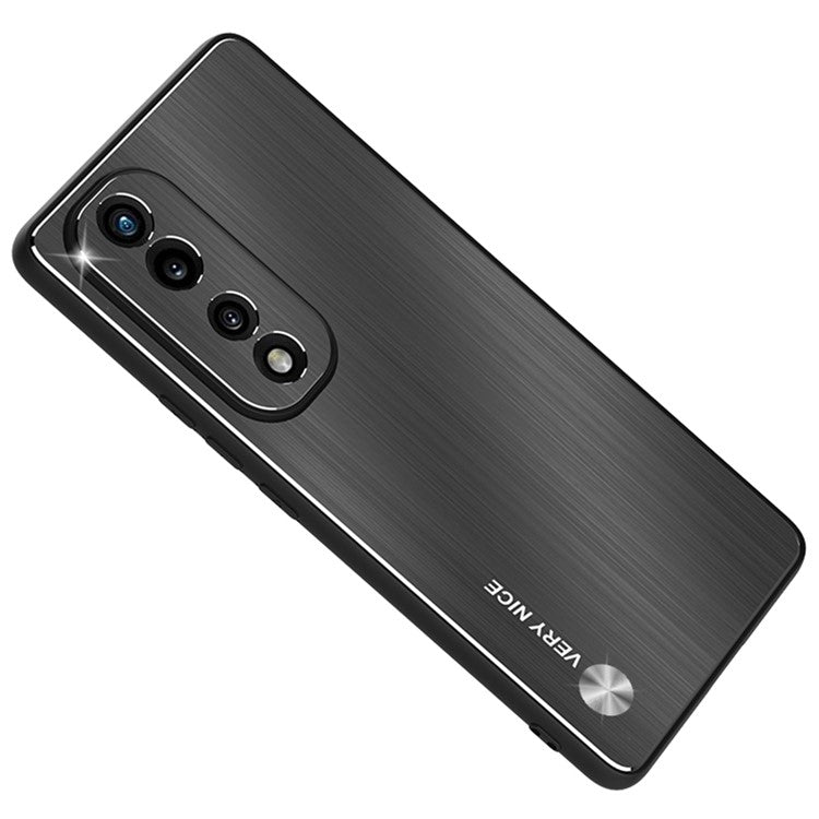 For Honor 70 Pro 5G Cell Phone Case Soft TPU Brushed Aluminium Alloy Anti-fingerprint Phone Back Shell Cover - Black