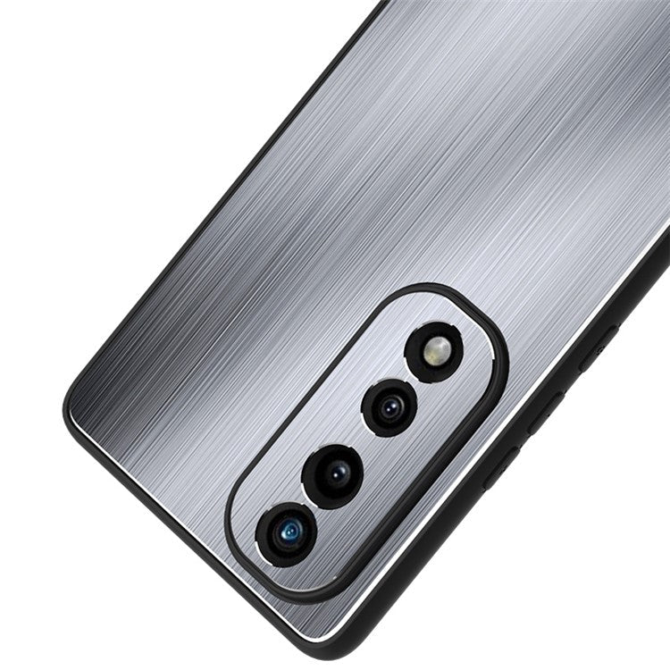 For Honor 70 Pro 5G Cell Phone Case Soft TPU Brushed Aluminium Alloy Anti-fingerprint Phone Back Shell Cover - Black