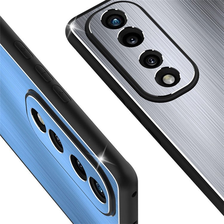 For Honor 70 Pro 5G Cell Phone Case Soft TPU Brushed Aluminium Alloy Anti-fingerprint Phone Back Shell Cover - Black