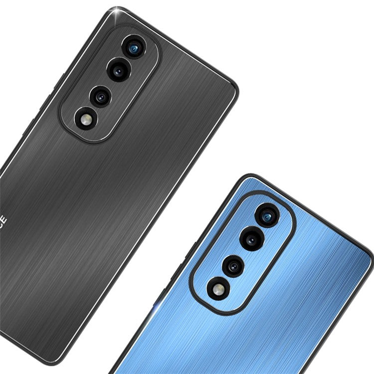 For Honor 70 Pro 5G Cell Phone Case Soft TPU Brushed Aluminium Alloy Anti-fingerprint Phone Back Shell Cover - Black