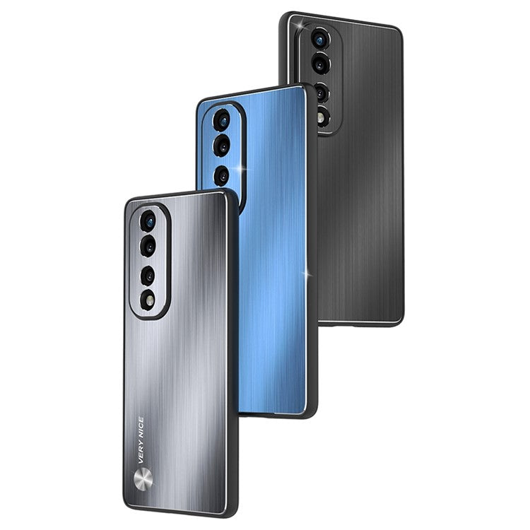For Honor 70 Pro 5G Cell Phone Case Soft TPU Brushed Aluminium Alloy Anti-fingerprint Phone Back Shell Cover - Black