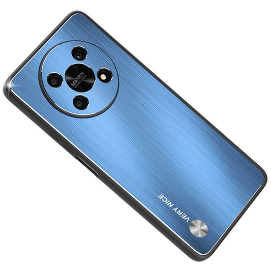 Shockproof Phone Case for Honor X30 5G, Brushed Aluminium Alloy and TPU Mobile Phone Back Shell Cover - Blue