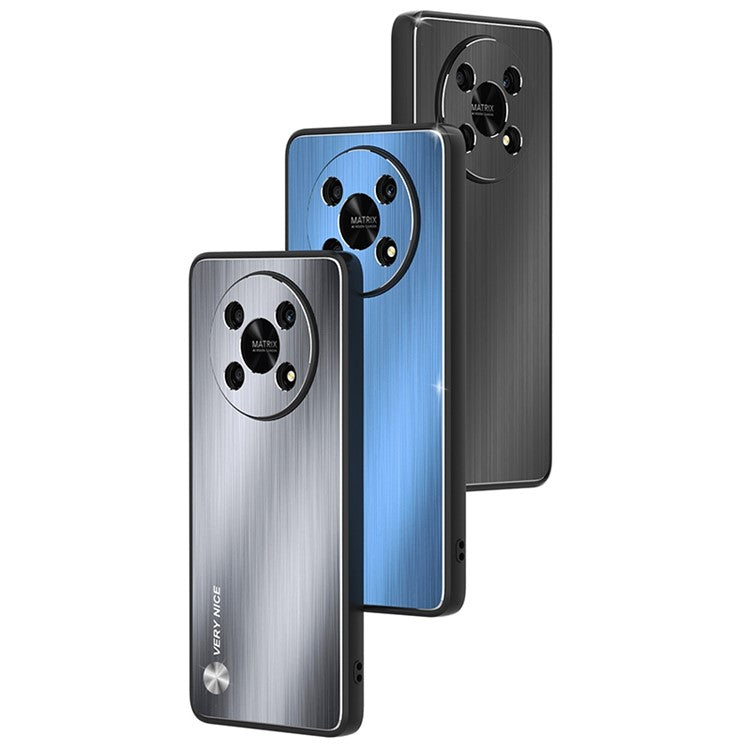Shockproof Phone Case for Honor X30 5G, Brushed Aluminium Alloy and TPU Mobile Phone Back Shell Cover - Blue