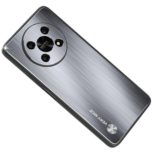 Shockproof Phone Case for Honor X30 5G, Brushed Aluminium Alloy and TPU Mobile Phone Back Shell Cover - Silver