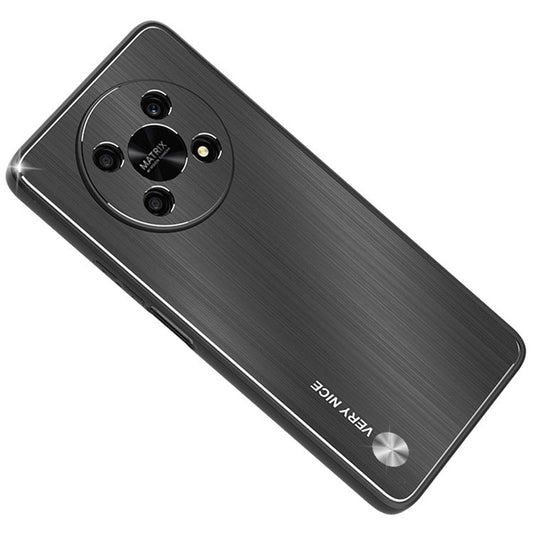Shockproof Phone Case for Honor X30 5G, Brushed Aluminium Alloy and TPU Mobile Phone Back Shell Cover - Black