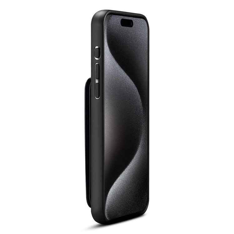 ESEBLE E3 For iPhone 16 Pro Magnetic Case with Detachable Card Holder Leather + TPU RFID Blocking Phone Cover - Grey