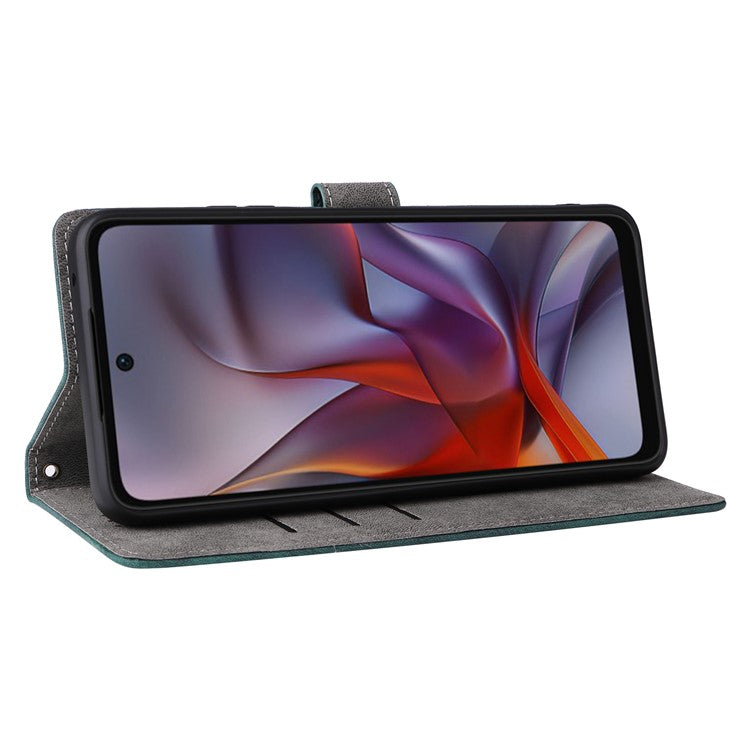 For Motorola Moto G 5G (2025) / Moto G (2025) 5G Wallet Case RFID Blocking PU Leather Cover Stand View - Green