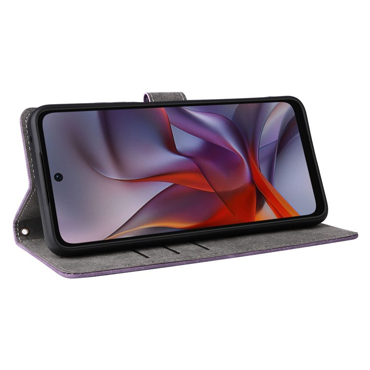 For Motorola Moto G 5G (2025) / Moto G (2025) 5G Wallet Case RFID Blocking PU Leather Cover Stand View - Purple