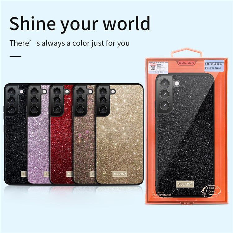 SULADA For Samsung Galaxy S25 Case PU Leather + PC + TPU Glitter Sequins Back Phone Cover - Multi-color