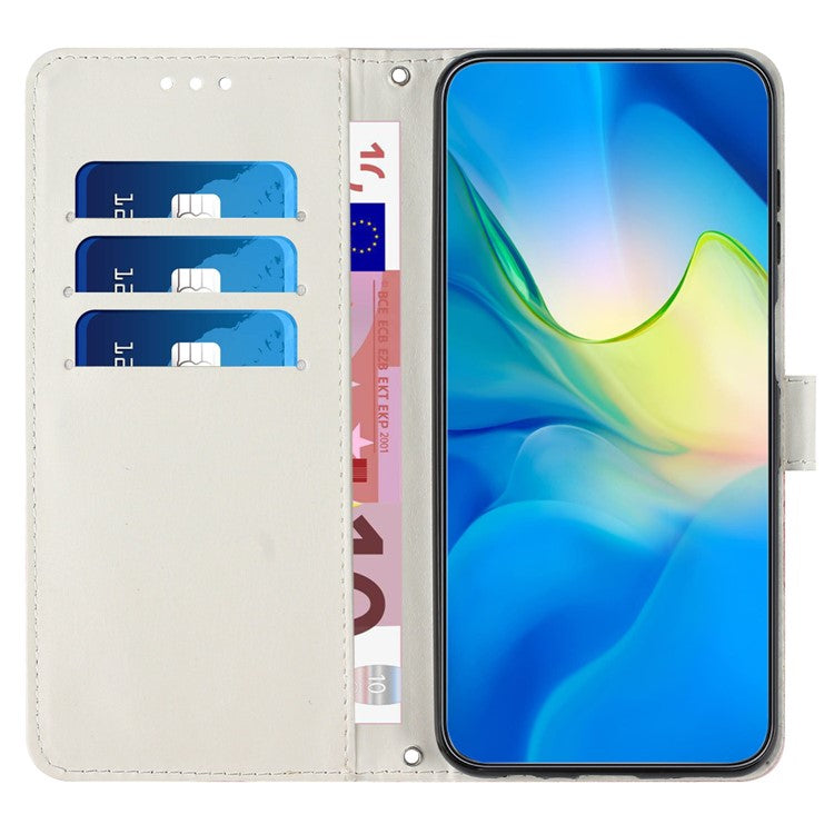 For iPhone 16 Plus Stand Case Marble Pattern PU Leather Wallet Phone Cover with Wrist Strap - Pink  /  Green