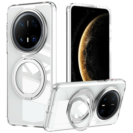 For Huawei Mate 70 Pro+  /  Mate 70 Pro Case Compatible with MagSafe TPU + Acrylic + Metal Kickstand Matte Phone Cover - Transparent