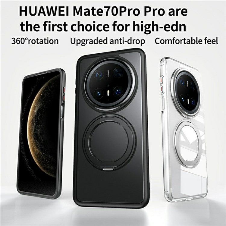 For Huawei Mate 70 Pro+  /  Mate 70 Pro Case Compatible with MagSafe TPU + Acrylic + Metal Kickstand Matte Phone Cover - Transparent