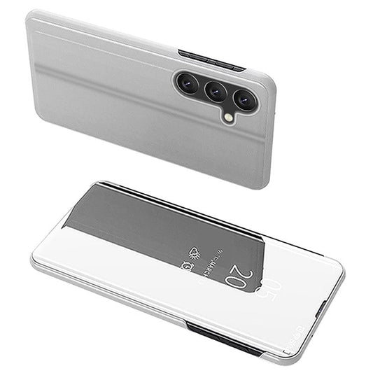 For Samsung Galaxy A26 5G Case View Window Stand Leather Flip Phone Cover - Silver