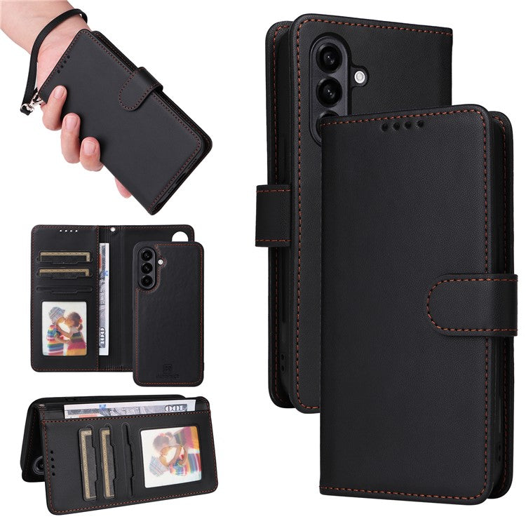 BETOPNICE 005 For Samsung Galaxy A56 5G Stand Case PU Leather Wallet Phone Cover - Black
