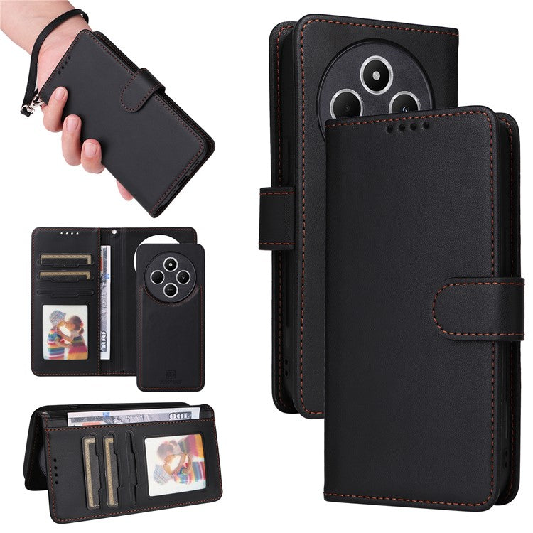 BETOPNICE 005 Leather Phone Case for Xiaomi Redmi A4 5G / Redmi A3 Pro 4G / Poco C75 4G / Redmi 14R 5G / 14C 4G Wallet Stand Cover - Black