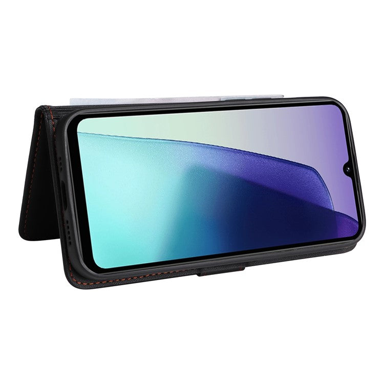 BETOPNICE 005 Leather Phone Case for Xiaomi Redmi A4 5G / Redmi A3 Pro 4G / Poco C75 4G / Redmi 14R 5G / 14C 4G Wallet Stand Cover - Black