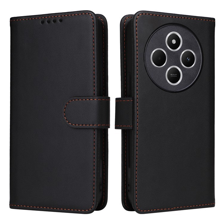 BETOPNICE 005 Leather Phone Case for Xiaomi Redmi A4 5G / Redmi A3 Pro 4G / Poco C75 4G / Redmi 14R 5G / 14C 4G Wallet Stand Cover - Black