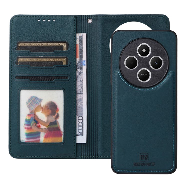 BETOPNICE 005 Leather Phone Case for Xiaomi Redmi A4 5G / Redmi A3 Pro 4G / Poco C75 4G / Redmi 14R 5G / 14C 4G Wallet Stand Cover - Blue