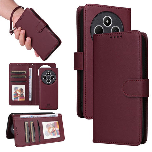 BETOPNICE 005 Leather Phone Case for Xiaomi Redmi A4 5G / Redmi A3 Pro 4G / Poco C75 4G / Redmi 14R 5G / 14C 4G Wallet Stand Cover - Wine Red
