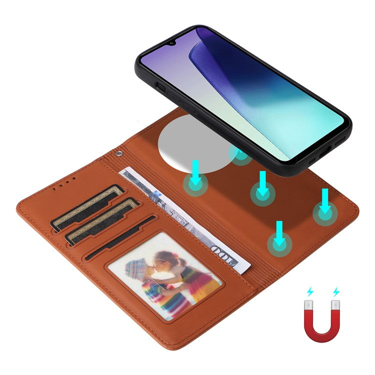 BETOPNICE 005 Leather Phone Case for Xiaomi Redmi A4 5G / Redmi A3 Pro 4G / Poco C75 4G / Redmi 14R 5G / 14C 4G Wallet Stand Cover - Brown