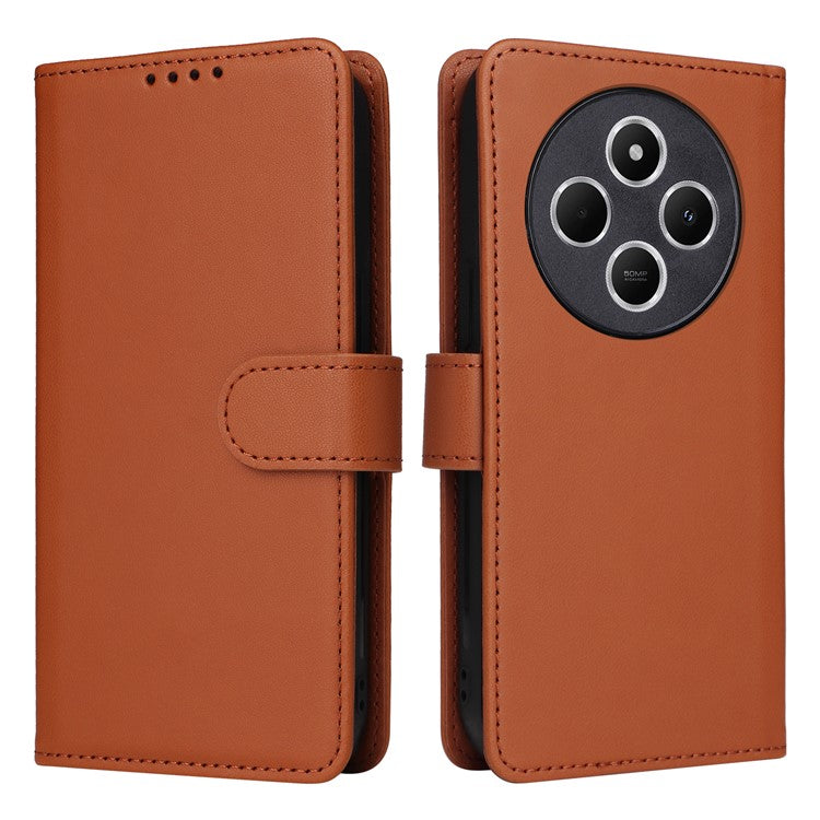 BETOPNICE 005 Leather Phone Case for Xiaomi Redmi A4 5G / Redmi A3 Pro 4G / Poco C75 4G / Redmi 14R 5G / 14C 4G Wallet Stand Cover - Brown