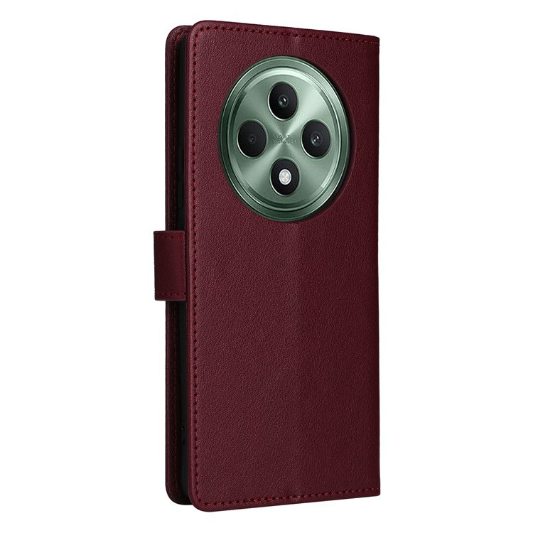 Wallet Phone Case for Oppo F27 5G / Reno12 F 4G / Reno12 F 5G / Reno12 FS PU Leather Cover - Wine Red