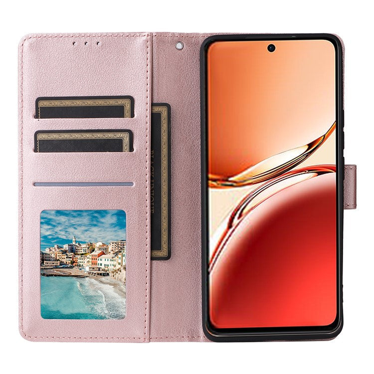 Wallet Phone Case for Oppo F27 5G / Reno12 F 4G / Reno12 F 5G / Reno12 FS PU Leather Cover - Rose Gold