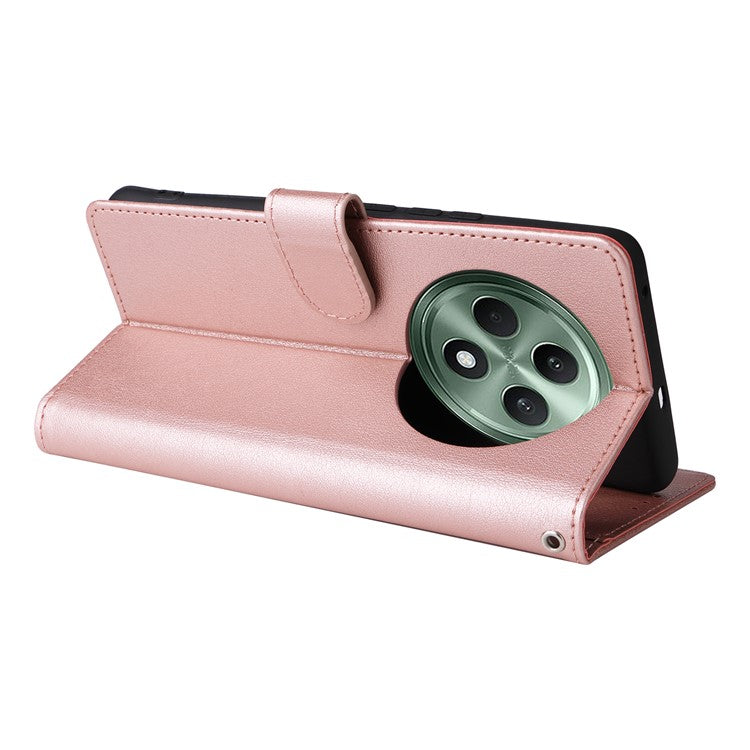 Wallet Phone Case for Oppo F27 5G / Reno12 F 4G / Reno12 F 5G / Reno12 FS PU Leather Cover - Rose Gold