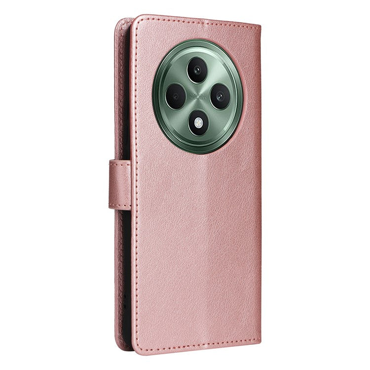 Wallet Phone Case for Oppo F27 5G / Reno12 F 4G / Reno12 F 5G / Reno12 FS PU Leather Cover - Rose Gold