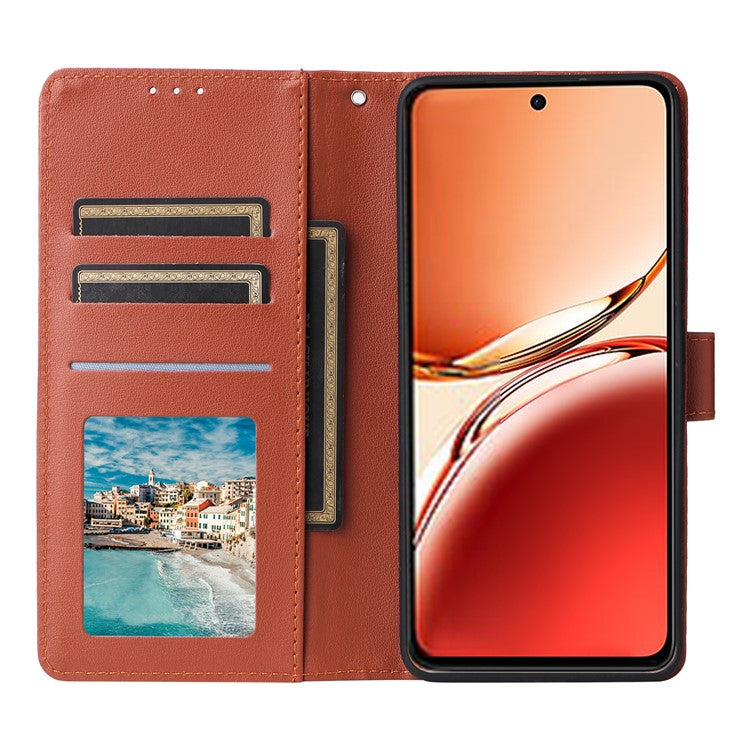 Wallet Phone Case for Oppo F27 5G / Reno12 F 4G / Reno12 F 5G / Reno12 FS PU Leather Cover - Brown