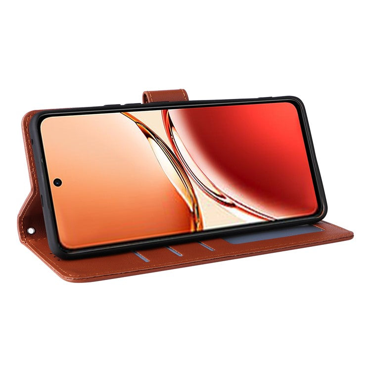 Wallet Phone Case for Oppo F27 5G / Reno12 F 4G / Reno12 F 5G / Reno12 FS PU Leather Cover - Brown