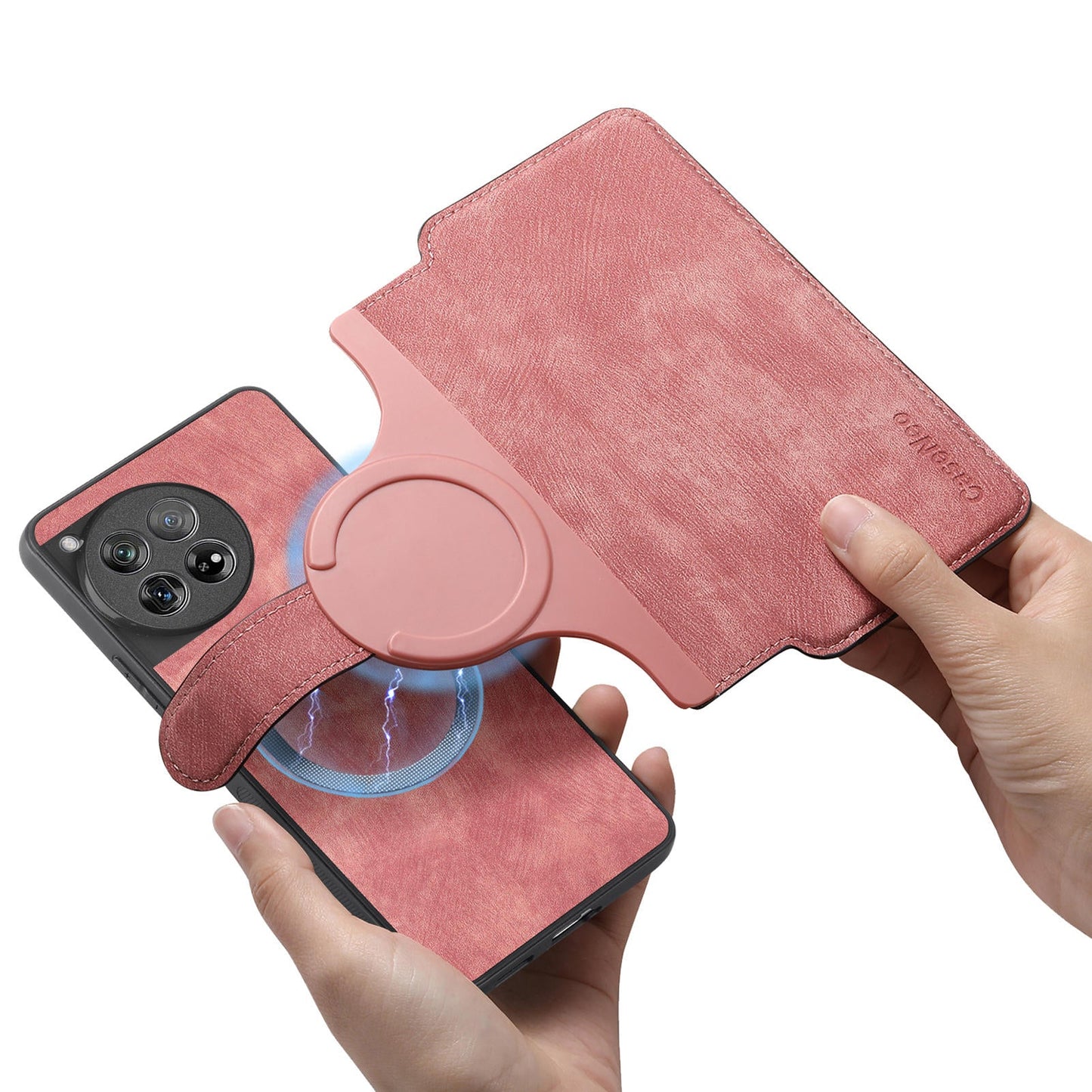 For OnePlus 13 Case CASENEO Detachable Magnetic RFID Block Leather Phone Wallet Cover - Pink