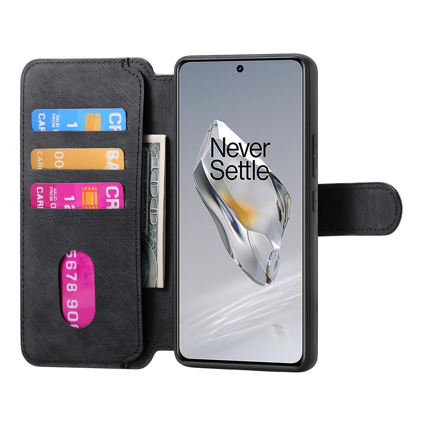 For OnePlus 13 Case CASENEO Detachable Magnetic RFID Block Leather Phone Wallet Cover - Black