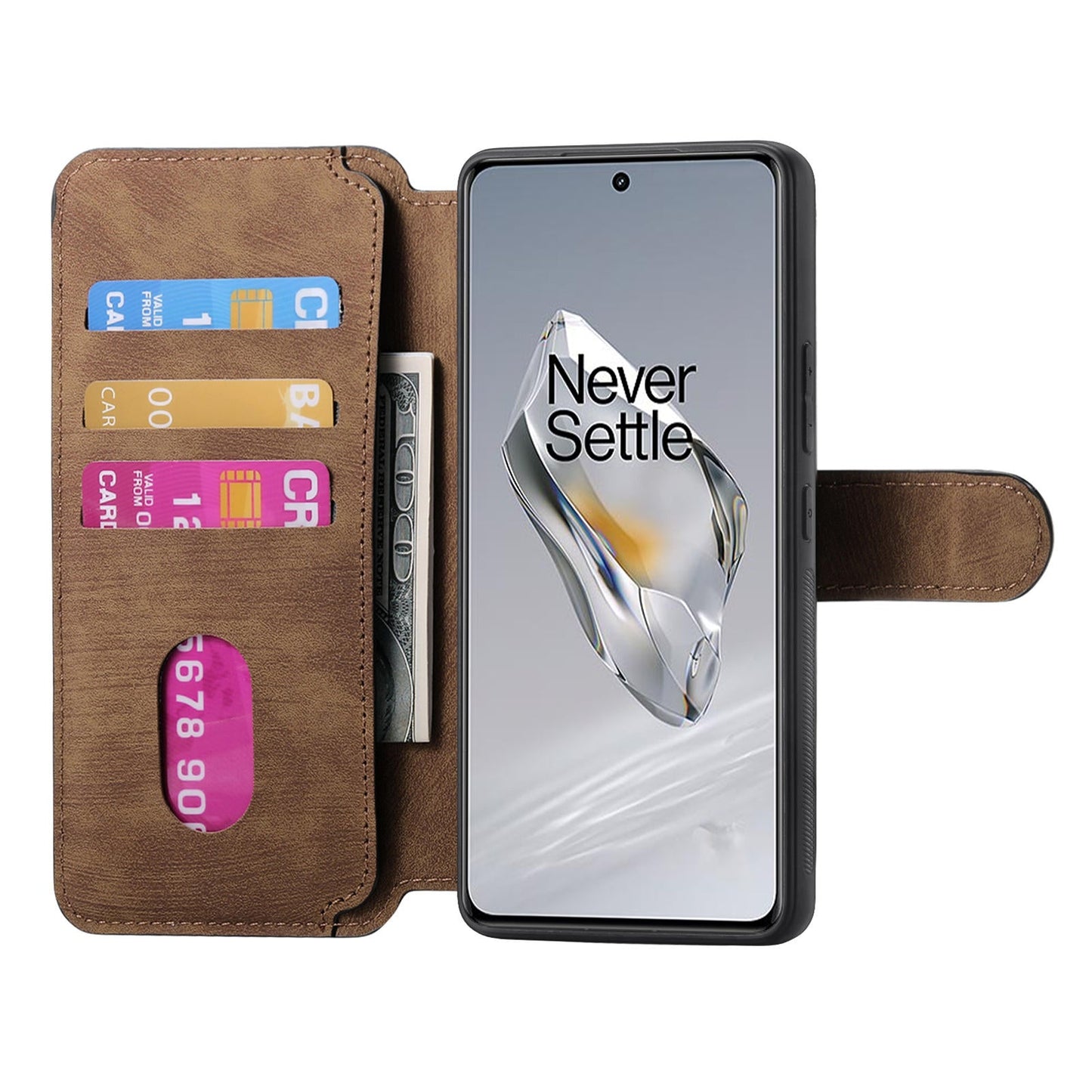 For OnePlus 13 Case CASENEO Detachable Magnetic RFID Block Leather Phone Wallet Cover - Brown