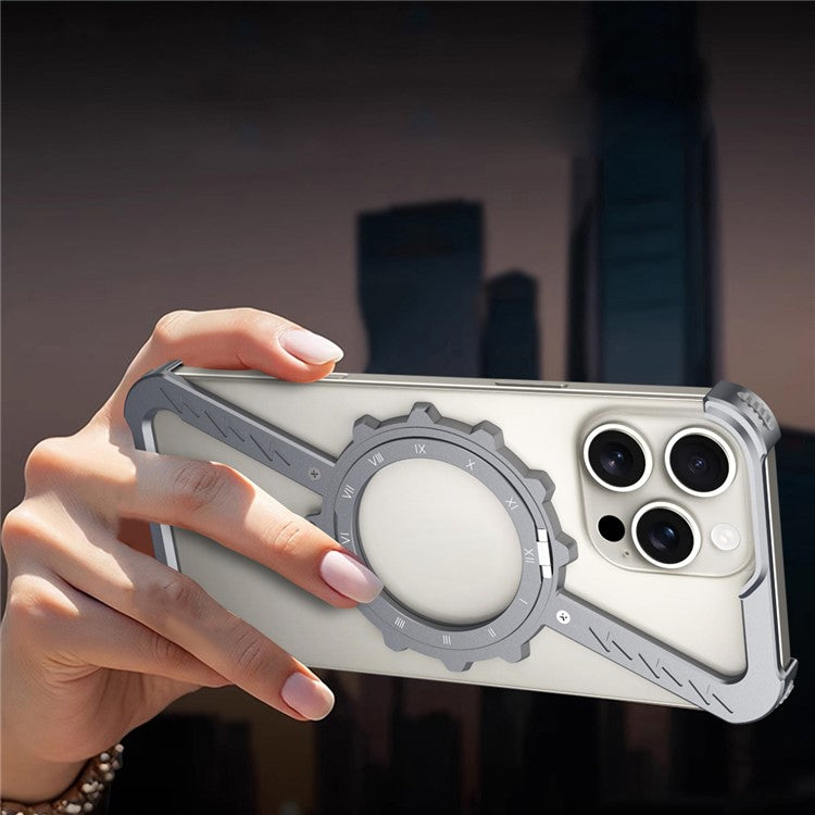 For iPhone 16 Pro Kickstand Case Compatible with MagSafe Z Shape Bumper Phone Cover - Dark Grey
