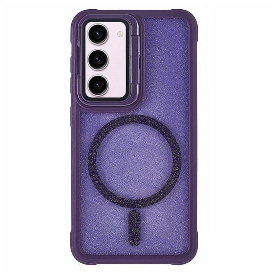 For Samsung Galaxy S23 Glitter Phone Case Compatible with MagSafe Sparkling Cover with Lens Cover Kickstand - Purple