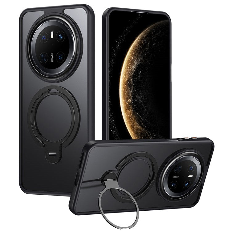 For Huawei Mate 70 Phone Case Compatible with MagSafe Kickstand Matte Back Cover - Black