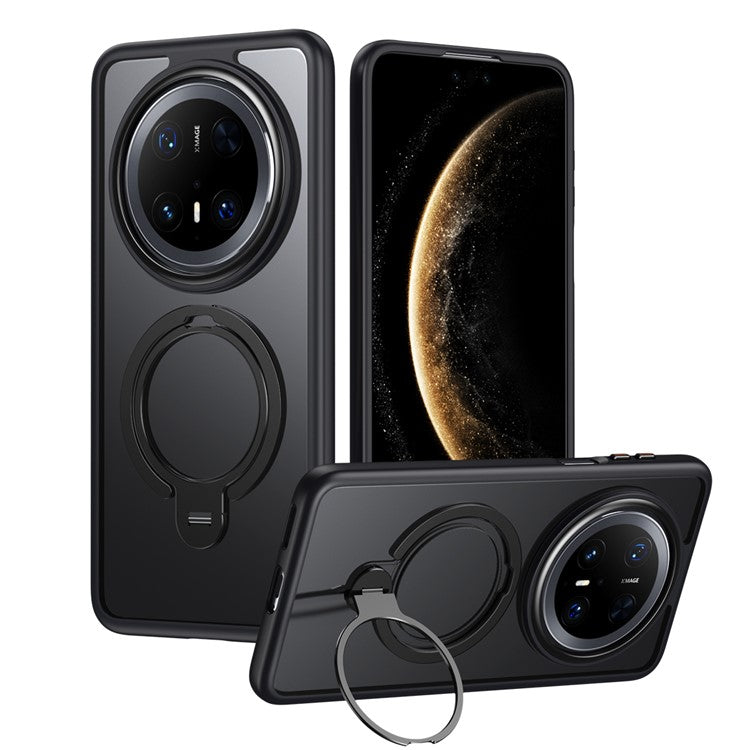 For Huawei Mate 70 Pro+  /  Mate 70 Pro Phone Case Compatible with MagSafe Kickstand Matte Back Cover - Black