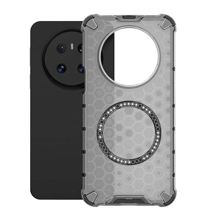For Huawei Mate 70 Case Compatible with MagSafe Honeycomb Design TPU + PC Phone Cover - Grey