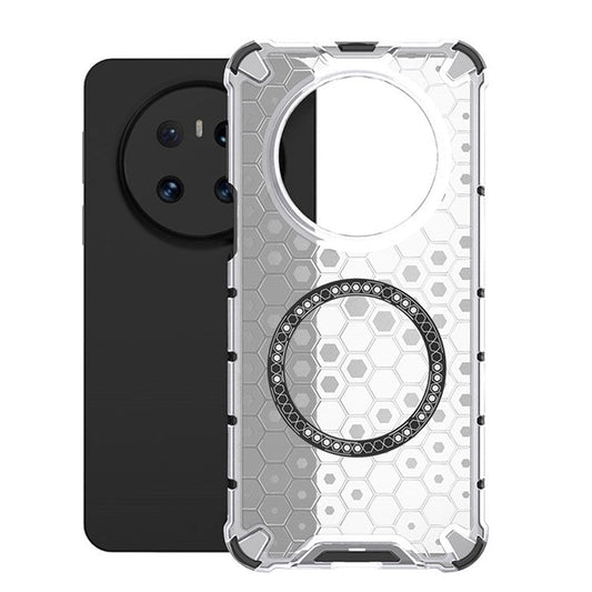For Huawei Mate 70 Case Compatible with MagSafe Honeycomb Design TPU + PC Phone Cover - Transparent