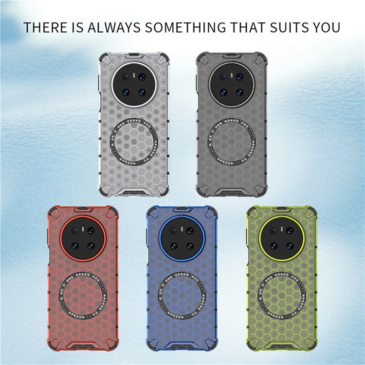 For Huawei Mate 70 Case Compatible with MagSafe Honeycomb Design TPU + PC Phone Cover - Red