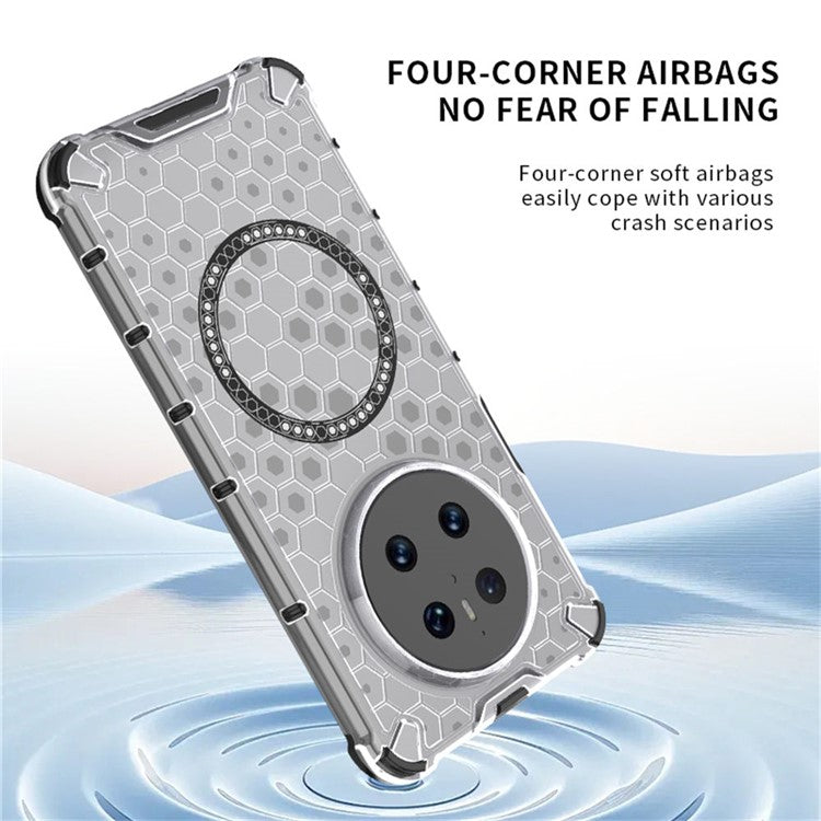 For Huawei Mate 70 Case Compatible with MagSafe Honeycomb Design TPU + PC Phone Cover - Blue