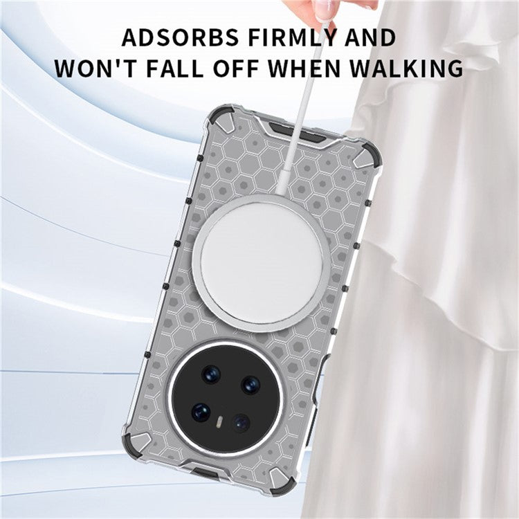 For Huawei Mate 70 Case Compatible with MagSafe Honeycomb Design TPU + PC Phone Cover - Blue