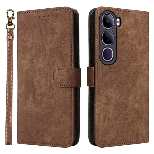 Wallet Phone Case for vivo V40 SE 5G 80W / V40 Lite (Indonesia) 4G / 5G RFID Blocking PU Leather Cover Stand View - Brown