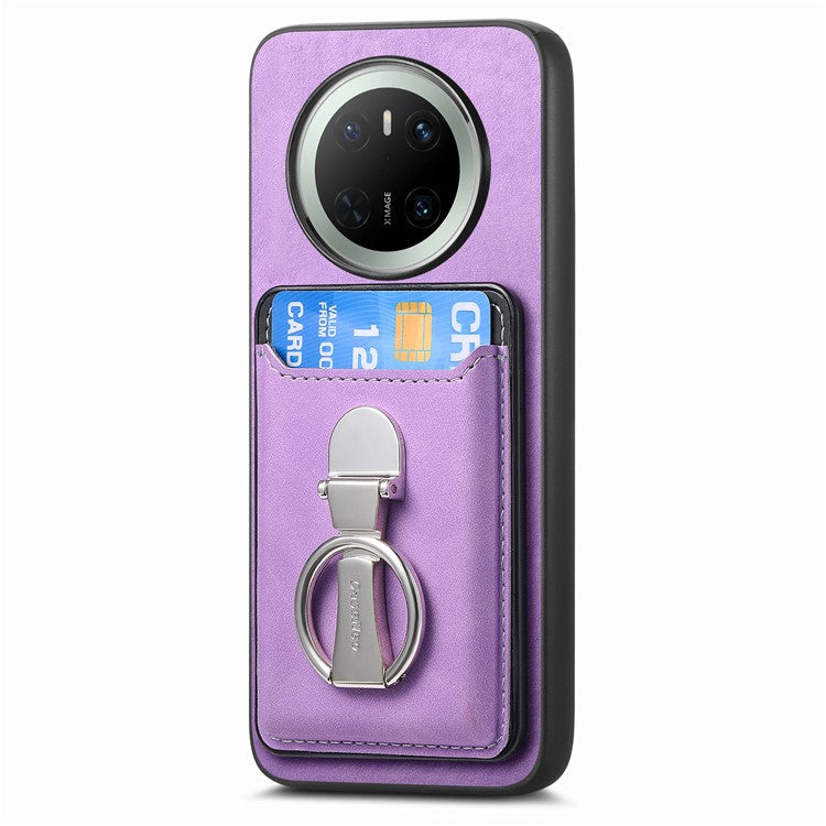 For Huawei Mate 70 Case Compatible with MagSafe Skin-Touch Cover with Card Bag Kickstand - Purple