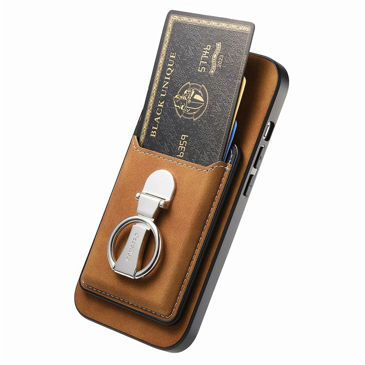 For Huawei Mate 70 Case Compatible with MagSafe Skin-Touch Cover with Card Bag Kickstand - Brown